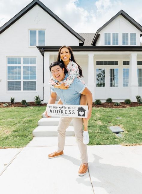 New Home Build Archives - Color & Chic Closing Photo Ideas, Home Closing Outfits, House Closing Day Outfit, Closing Day Outfit, New House Photoshoot, New Home Photoshoot, First Home Pictures, White Painted Brick, House Photoshoot