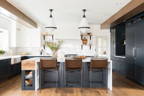 A Year in Review: Northridge Remodel - Studio McGee Kitchen Dining Nook, White Interior Paint, Upper East Side Apartment, Navy Blue Kitchen, Kitchen Cabinet Trends, Dark Kitchen, Kitchen Paint Colors, Studio Kitchen, White Paint Colors