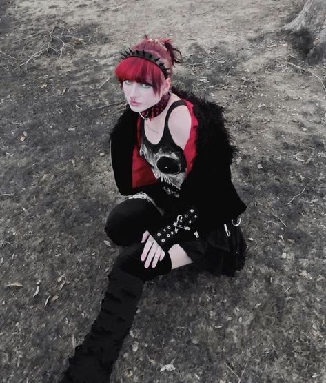 Carolesdaughter Aesthetic, Black And Red Alt Hair, Carols Daughter, Carols Daughter Products, Red Hair Alt Girl, Middle Aged Women, Punk Goth, Clothes Style, Dream Wardrobe