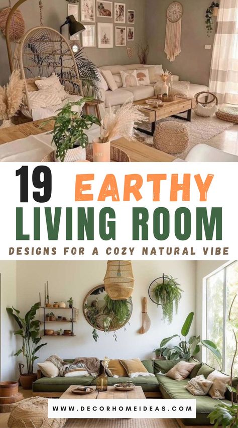 Boho Earthy Living Room Decor, Natural Sitting Room Ideas, Natural Small Living Room, Minimalist Nature Living Room, Earthy Wood Living Room, Living Room Decor Nature Theme, Nature Inspired Home Interior, Earthy Living Room Inspiration, Simple Natural Home Decor