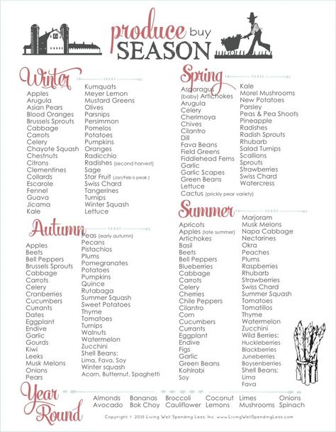 Use this handy printable chart for knowing which vegetables to buy when! Or, if you are wondering when to buy organic, print this reference guide for the “Clean 15” and “Dirty Dozen.” Produce By Season, Seasonal Produce Chart, Produce List, Seasons Chart, Pear Varieties, Seasonal Produce Guide, Chayote Squash, Whats In Season, Seasonal Produce