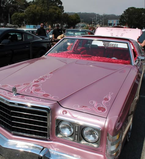 Lowrider Aesthetic, Low Riders Cars, Pink Lowrider, 90s Cars, Dumbo Birthday, Aesthetic Bible, Lowrider Trucks, Old Vintage Cars, Pink Cadillac