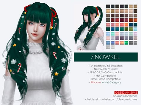 Obsidian Sims, Sims Christmas, Sims 4 Guide, Cosmic Christmas, High Pigtails, Cc Sims4, Cc Hair, Sims 4 Download, The Sims 4 Download