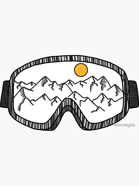 "Ski Goggles" Sticker by 3blondegirls | Redbubble Goggles Drawing, Snowboard Tattoo, Skiing Tattoo, Ski Drawing, Mini Toile, Ski Art, Ski Goggles, Tree Ideas, Beautiful Picture