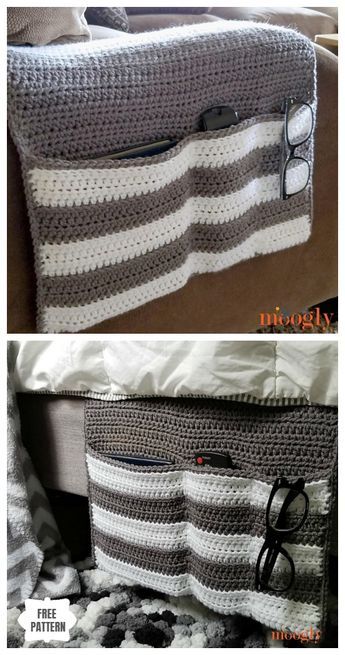 Crochet Couch Bedside Organizer Caddy Free Crochet Patterns Couch Organizer, Organization Dorm, Bed Caddy, Couch Cozy, V Stitch Crochet, Bedside Organizer, Crochet Organizer, Crochet Baby Bonnet, Caddy Organizer