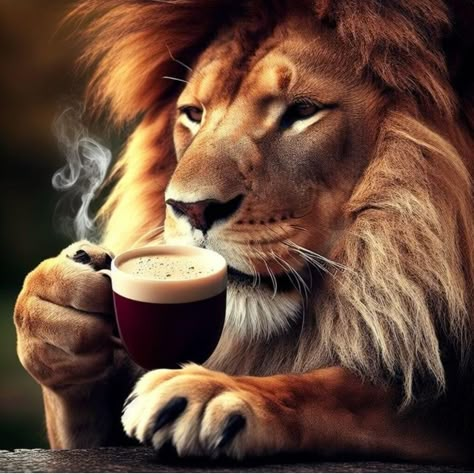 Old Lady Cartoon, Good Morning Animals, Lion Coffee, The Lion Sleeps Tonight, Tiger Artwork, Lions Photos, Pride Rock, Lion Love, Lion Images