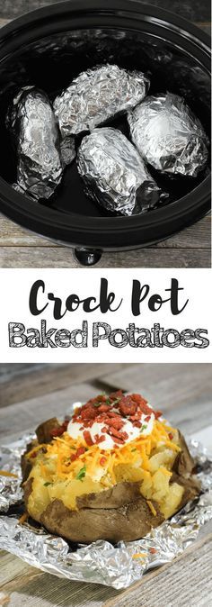 Crock Pot Baked Potatoes , slow cooker baked potatoes, baked potatoes, #crockpot #slowcooker #potatoes Baked Potatoes Slow Cooker, Potato Crockpot, Slow Cooker Baked Potatoes, Potatoes Slow Cooker, Crock Pot Baked Potatoes, Weight Watcher Desserts, Potatoes Baked, Slow Cooker Baking, Crock Pot Potatoes