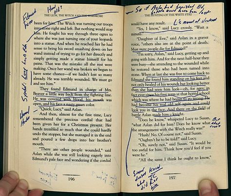 marginalia/annotations in David Foster Wallace’s copy of C. S. Lewis’s The Lion, the Witch, and the Wardrobe / Harry Ransom Center, University of Texas, Austin, Texas David Foster Wallace, David Foster, Chaotic Academia, Commonplace Book, Book Annotation, Work Motivation, Studying Inspo, Study Inspiration, Open Book