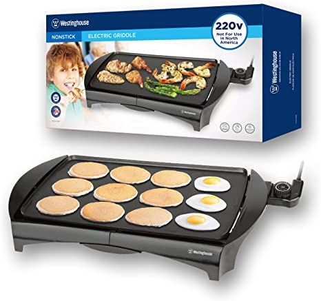 Westinghouse 220 volt griddle Family Size grill 220 Volts WKGL2456 220v 240 volts (NOT FOR USE IN USA) Best Electric Skillet, Pancake Griddle, Electric Griddle, Food Handling, Indoor Grill, Electric Grill, Drip Tray, Convenience Food, Quick Cleaning