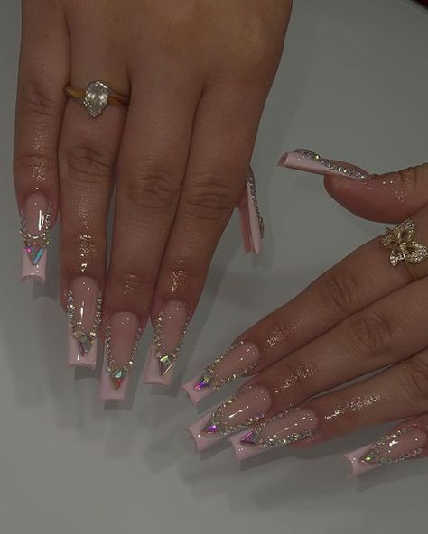 Pink French Nails, Glitter Nails Acrylic, Wow Nails, Spring Acrylic Nails, Manicure Inspiration, Exotic Nails, Cute Summer Nails, Manicure Nails, Acrylic Nails Coffin Short