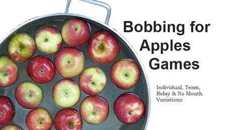 7 Apple Catching - Bobbing for Apples styled game ideas for your Halloween or Harvest party. We have Bobbing for Apples and game variations for individual and team play. And no-mouth versions too! Apple Dunking Game, Apple Bobbing Alternatives, Bobbing For Apples Halloween, Bobbing For Apples Alternative, Outdoor Halloween Party Games, Halloween Bingo Printable, Apple Bobbing, Trick Or Treat Games, Minecraft Halloween