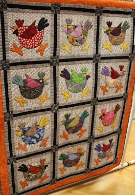 Oh my, these cute chickens made me laugh out loud!  A Cuppa Tea With Me: fairy garden Chicken Quilt, Diy Sy, Chicken Crafts, Bird Quilt, Cuppa Tea, Animal Quilts, Chickens And Roosters, Applique Patterns, Quilt Block Patterns