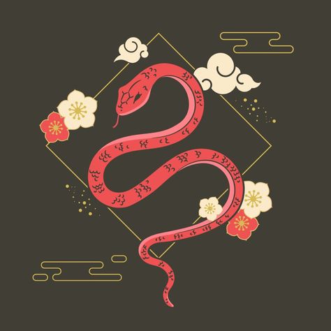 Download Year of the Snake Chinese Zodiac stock art for free. Snake Chinese Zodiac, Chinese Zodiac Tattoo, Snake Zodiac, Snake Illustration, Snake Drawing, Zodiac Years, New Year Art, Chinese Astrology, Snake Art