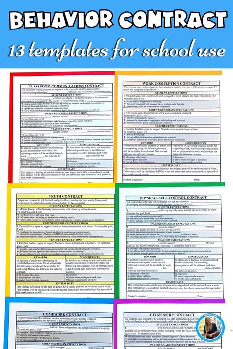 examples of editable behavior contracts for students in school Classroom Contract, Middle School Behavior, Classroom Communication, Behavior Contract, Positive Behavior Management, Behavior Plan, Classroom Management Plan, Behaviour Strategies, What To Write About