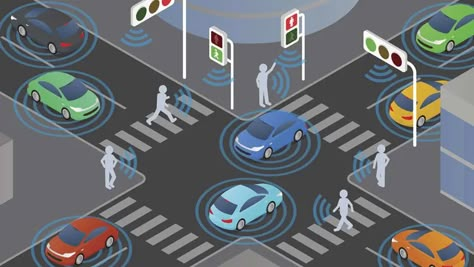 FCC Plan Puts V2X Car Safety Technology at Risk - Consumer Reports Illustration Guide, Transportation Safety, Magazine Layout Inspiration, Transportation Engineering, Kabul Afghanistan, Autonomous Vehicle, Traffic Lights, Road Design, Road Safety