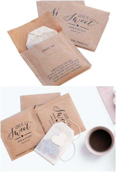 Personalized Tea Bags Classy Wedding Favors, Property Wedding, Tea Bag Favors, Simple Wedding Favors, Tea Wedding Favors, Honey Wedding Favors, Tea Favors, Creative Wedding Favors, Inexpensive Wedding Favors