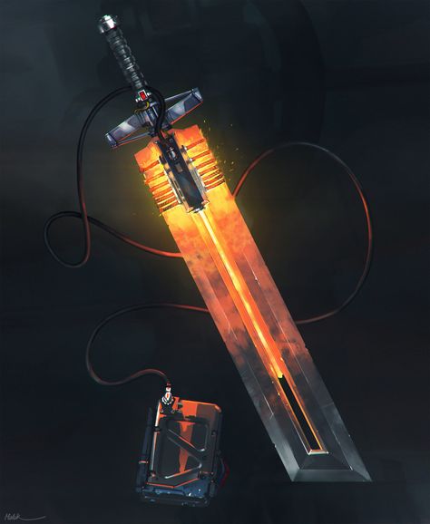 ArtStation - Electrified Burning Sword, Mehrdad Malek 다크 판타지, Cool Swords, Arte Fantasy, Sci Fi Art, Swords, Arsenal, Dungeons And Dragons, Cyberpunk, Fantasy Art