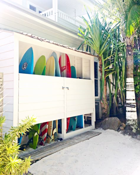 Byron Bay, NSW Surf Shop Interior, Surfboard Storage, Boho Beach House, Surfboard Rack, Surf Room, Surf Lodge, Landscaping Retaining Walls, Carport Designs, Hawaii Homes