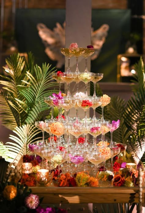 Rustic Wedding Decorations, Champagne Tower, Garden Party Wedding, Champagne Wedding, Future Wedding Plans, Wildflower Wedding, Colorful Wedding, Wedding 2024, Wedding Mood Board