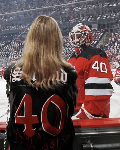 Nhl Wag Jacket, I Want To Brainwash You Into Loving Me Forever, Nhl Girlfriend Aesthetic, Nhl Wag Aesthetic, Hockey Wags Aesthetic, Nhl Wife Aesthetic, Hockey Wife Aesthetic, Akira Schmid, Hockey Wag