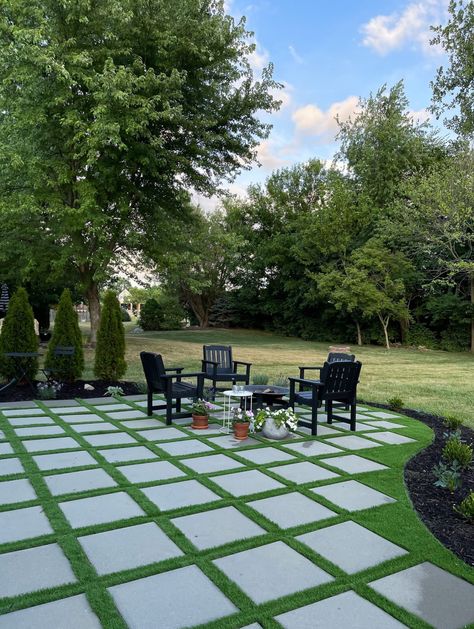 Landscape Sidewalk, Turf Patio, Sidewalk Landscape, Turf Paver, Paved Garden, Artificial Turf Backyard, Home Owners Association, Paver Walkway Diy, Concrete Pavers Walkway