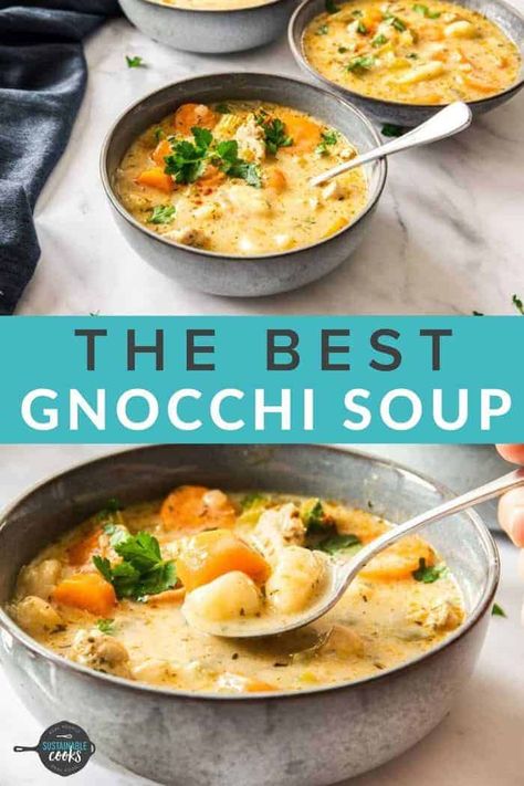 A big bowl of Instant Pot Chicken Gnocchi Soup is pure delicious comfort food. This soup has an amazing and flavorful creamy broth paired with veggies and delicious chicken. No pressure cooker? No problem! You’ll also find directions to make this soup on the stovetop. Instant Pot Gnocchi Soup, Gnocchi Soup Instant Pot, Easy Gnocchi Soup, Instant Pot Gnocchi, Instant Pot Chicken Gnocchi, Instant Pot Chicken Gnocchi Soup, Easy Gnocchi, Veggies And Chicken, The Best Soup