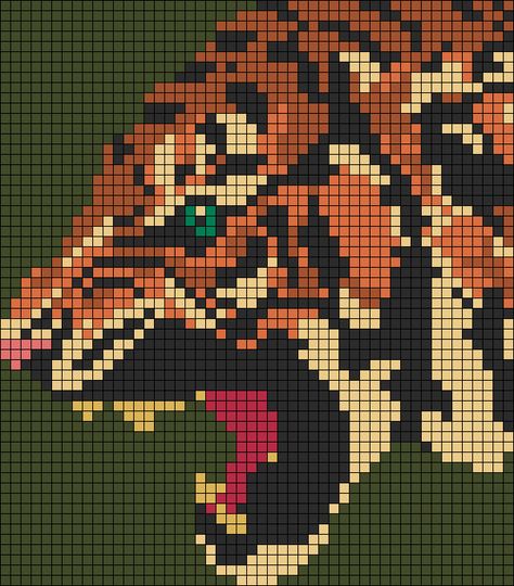 Alpha pattern #127009 | BraceletBook Tiger Alpha Pattern, Pixel Art Tapestry, Alpha Pattern Animals, Animal Alpha Pattern, Pixel Grid Art Alpha Patterns, Elephant Pixel Art, Tiger Pixel Art, Alpha Tapestry, Crochet Alpha Patterns