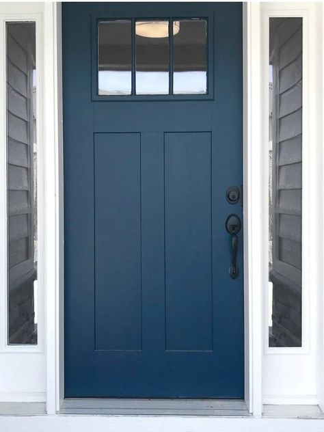 The 10 Best Accent Colors for Your Home Exterior - Bob Vila Siding And Front Door Colors, Blue Interior Doors, Dark Grey Houses, Exterior Paint Combinations, Blue Siding, Black Door Knobs, White Exterior Paint, Blue Front Door, Door Colors