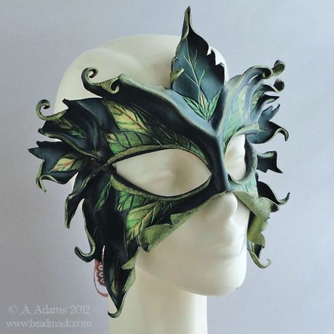 leaf_lady_leather_mask4 - Beadmask Candle On The Water, Medieval Gown, Paper Mache Clay, Woodsy Wedding, Fairy Wedding, Leather Mask, Mardi Gras Mask, Masks Masquerade, Masquerade Party