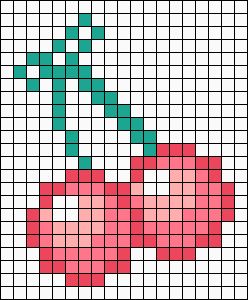 Alpha Friendship Bracelet Pattern #20289 added by neopets. Cherry, fruit, cherries, food, berry. Cherry Perler Bead Pattern, Cherry Pixel Grid, Cherry Alpha Pattern, Food Alpha Pattern, Fruit Alpha Pattern, Cherry Pixel Art, Pixel Art Fruit, Pixel Cherry, Pearl Beads Pattern