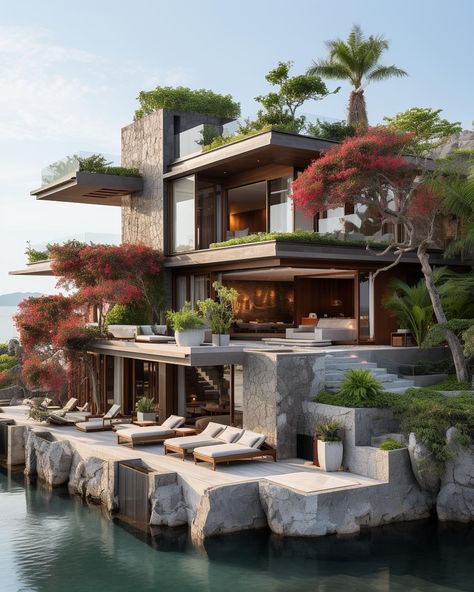 Japanese Mansion, Japanese Exterior, Beautiful Mansions, Lagoon Beach, Mansion Exterior, House Outer Design, Modern Villa Design, House Arch Design, Casas Coloniales