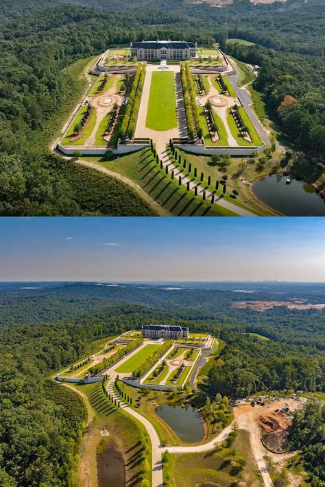 Tyler Perry House Mansion Compound, Big Mansions Dream Homes, Mansions Aesthetic, Modern Estate Homes, Mega Mansions Luxury, Farm Mansion, Mansion Driveway, Limestone House, Grand Mansion