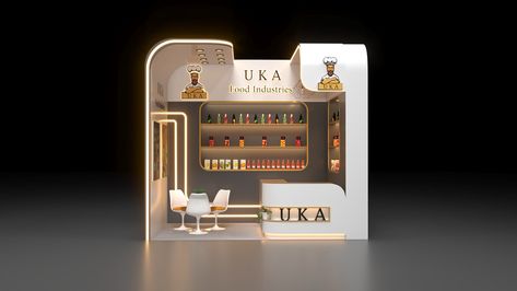 UKA FOOD INDUSTRIES BOOTH Food Exhibition Booth Design, Food Booth Design, Display Counter Design, Booth Table, Event Booth Design, Visual Merchandiser, Event Booth, Counter Design, Exhibition Booth Design