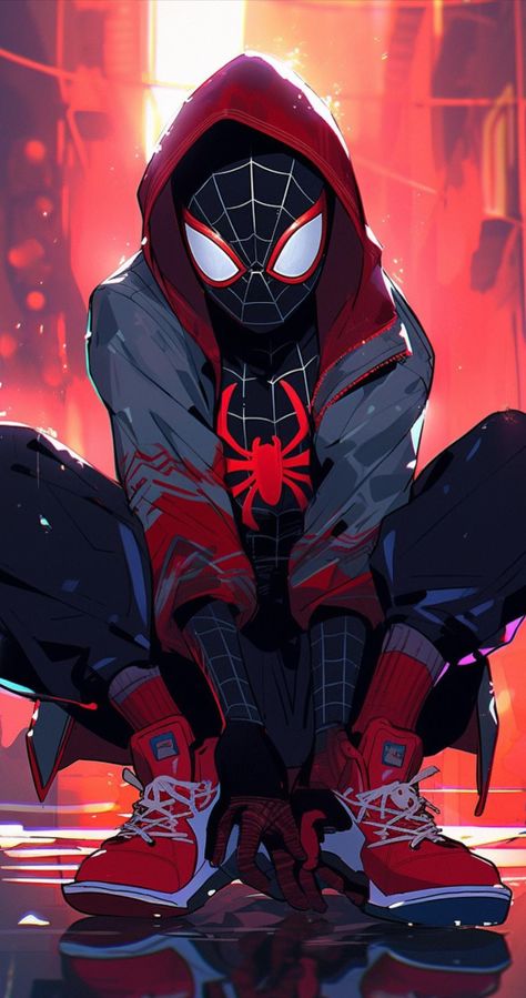 Into The Spiderverse Characters, Miles Morales Aesthetic, All Spiderman, Spiderman Comic Art, Spider Man Wallpaper, Spiderman Miles, Image Spiderman, Spiderman Drawing, Miles Spiderman