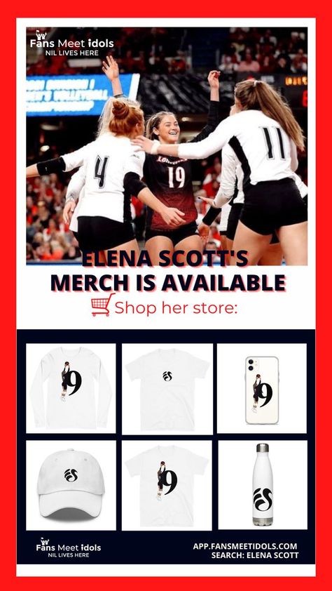 Elena Scott, DS/Libero for Louisville Volleyball, has created custom merch! Her limited edition design is available ONLY at FansMeetIdols.com, where you can purchase t-shirts, hoodies, and more. This is a perfect gift for any volleyball player or fan of Elena! Shop through the link here! Volleyball T Shirts, Volleyball Tshirts, Volleyball Player, Volleyball Players, Shop Fans, Volleyball, Limited Edition, Perfect Gift, Fan