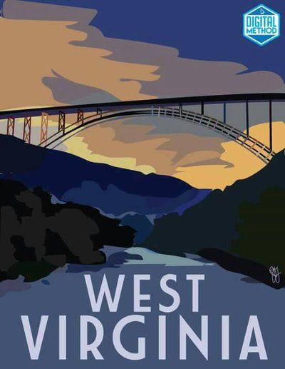 Virginia Aesthetic, West Virginia Girl, West Virginia Travel, Glass Castle, Grass Painting, Virginia Travel, Mountain Illustration, Travel Poster, West Virginia