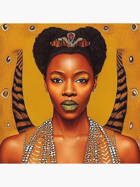 A portrait of an African queen, inspired by the royal families of Wakanda from the movie Black Panther. Wakanda Art, Queen Of Wakanda, Artist Prints, Movie Black, The Victorian Era, African Queen, Royal Families, Black Women Art, Black Artists