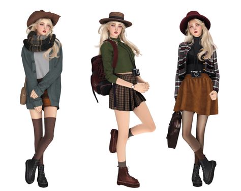 TS4 Fall Travel Outfits Lookbook Sims 4 Scarf, Blush Lips, Outfits Lookbook, Fall Travel Outfit, Nail Bags, Travel Outfits, Fall Travel, The Sims 4, Sims Cc