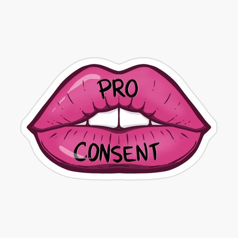 Consent Art, Pride Funny, Feminism Stickers, Ming Lee, Graphic Design Images, Pride Stickers, Skull Sticker, Lip Designs, Design Sticker