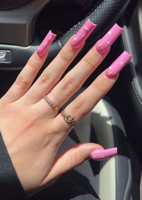 Baddy Nails Acrylic, Solid Color Acrylic Nails With Design, Solid Color Nail Ideas, Solid Color Acrylic Nails, Poppin Nails, Fresh Nails, Nails Styles, Ballet Nails, Acrylic Toe Nails