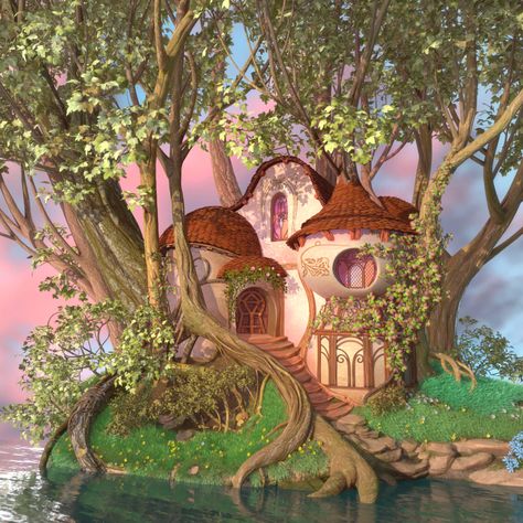 Enchanted Movie, Giselle Enchanted, Disney Enchanted, Cartoon House, Fairy Tree, Isometric Art, Tower Of Terror, Substance Painter, Fairy Aesthetic