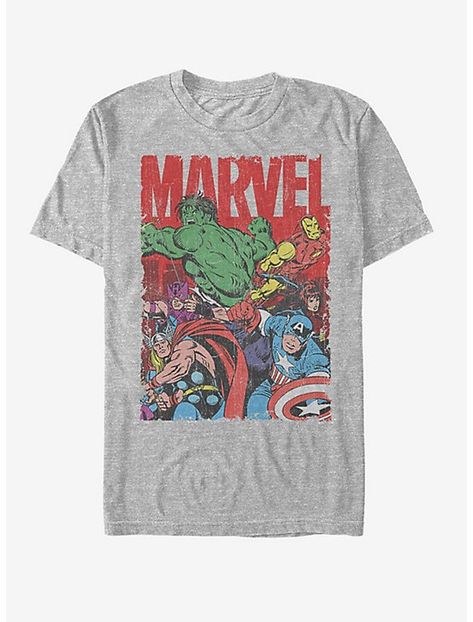 Marvel Avengers Team T-Shirt, ATH HTR Marvel Retro, Work Graphic, Avengers Shirt, Avengers Team, Avengers Outfits, Retro Comic Book, Superhero Shirt, Marvel Tshirt, Marvel Shirt