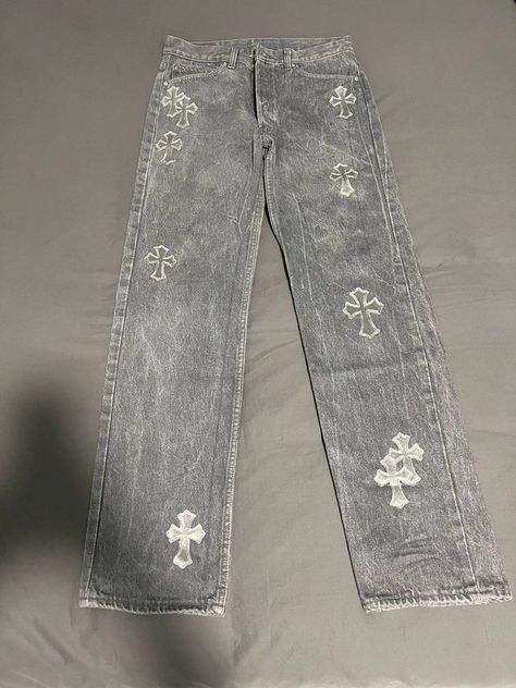 Chrome Hearts Jeans, Chainmail Clothing, Bold Clothing, Grunge Aesthetics, Guys Fashion Casual, Unique Nail Art, Men's Bottoms, Concept Clothing, Denim Ideas