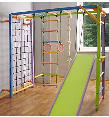 Kids Indoor Gym, Indoor Jungle Gym, Playground For Kids, Indoor Playroom, Gym Sets, Wooden Playground, Climbing Ladder, Kids Indoor Playground, Indoor Gym