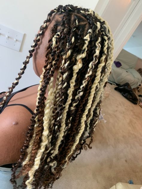 Black And Blond Passion Twist, Passion Twists With Blonde Highlights, Black And White Passion Twists, Black And Blonde Twist Braids, Brown And Blonde Twists, Black And Blonde Passion Twists, Brown And Blonde Passion Twists, Black And Blonde Twists, Multi Colored Box Braids