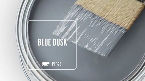 BLUE DUSK PPF-28 | Behr Paint Colors Behr Blue Paint Colors, Behr Paint Colors Grey, Behr Blue, Front Door Colours, House Paints, Bungalow Bathroom, Housing Interior, Farmhouse Color, Blue Gray Paint Colors