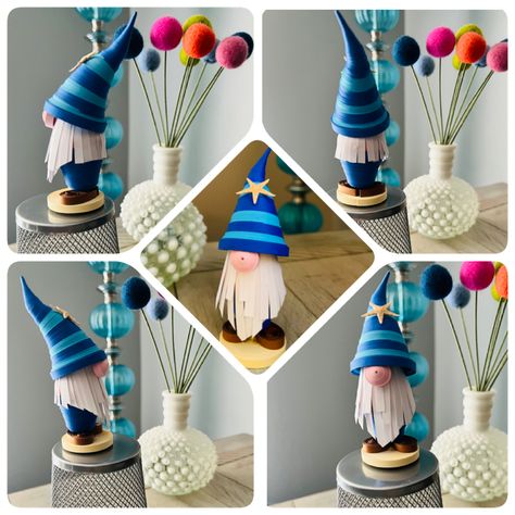 3D Paper Quilled Gnome Quilled Mushroom, Quilled Gnomes, Paper Quilling Mushroom, Paper Quilled Gnomes, Gnome Paper Craft, Paper Quilled Nutcracker, Beach Gnome, Quilling 3d, Paper Ideas