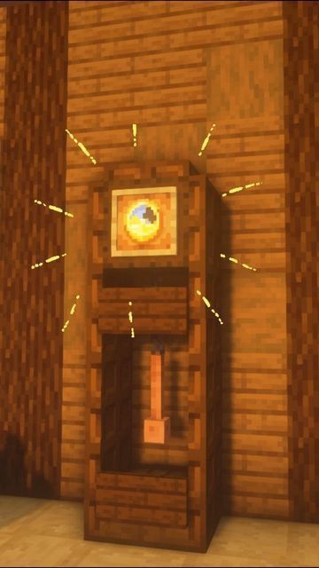 Minecraft Grandfather Clock Design, Rooms For Minecraft House, Room Decor Ideas Minecraft, Minecraft Coat Rack, Minecraft Baby Room, Minecraft Houses Outside, House Decorations Minecraft, Minecraft Building Decorations, Mc Interior Ideas