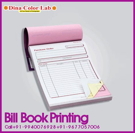 Get your Business Bill Book Printed in different sizes and colour in both landscape and portrait format.High paper quality Bill Book with outstanding prints. http://www.dinacolorlab.com/ Call: +91 - 9677057006 +91 - 9940076928 #billbook #billbookprinting #printing #printingservices #printingbook Bill Book, Book Printing, Real Estates Design, Color Lab, Invoice Template, Book Print, Printing Services, Minimalist Design, Books