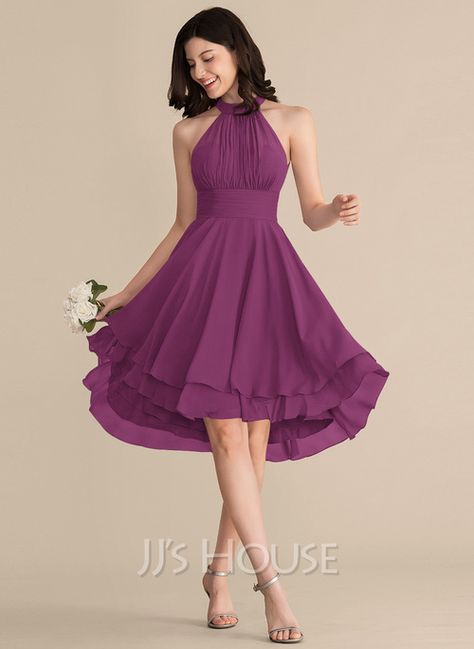 Dress Designs For Women, Summer Bridesmaid Dresses, Chiffon Cocktail Dress, Purple Bridesmaid Dresses, Best Dress, Semi Formal Dresses, Short Bridesmaid Dresses, Grad Dresses, Chiffon Bridesmaid Dress